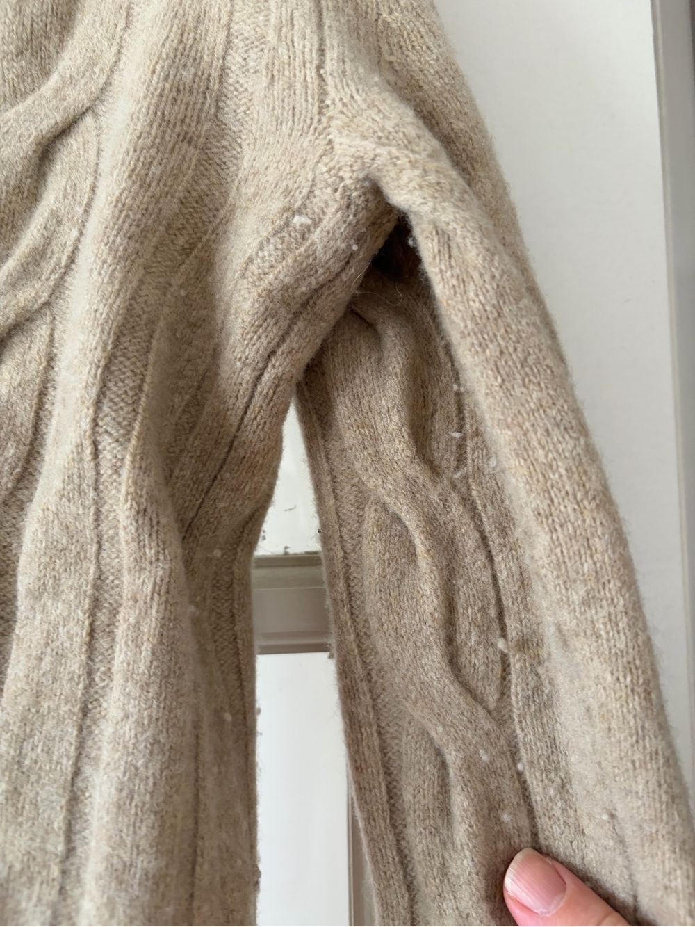 Banana Republic Cable Knit wool Crewneck Sweaters - Tan & Cream - Picture 4 of 14